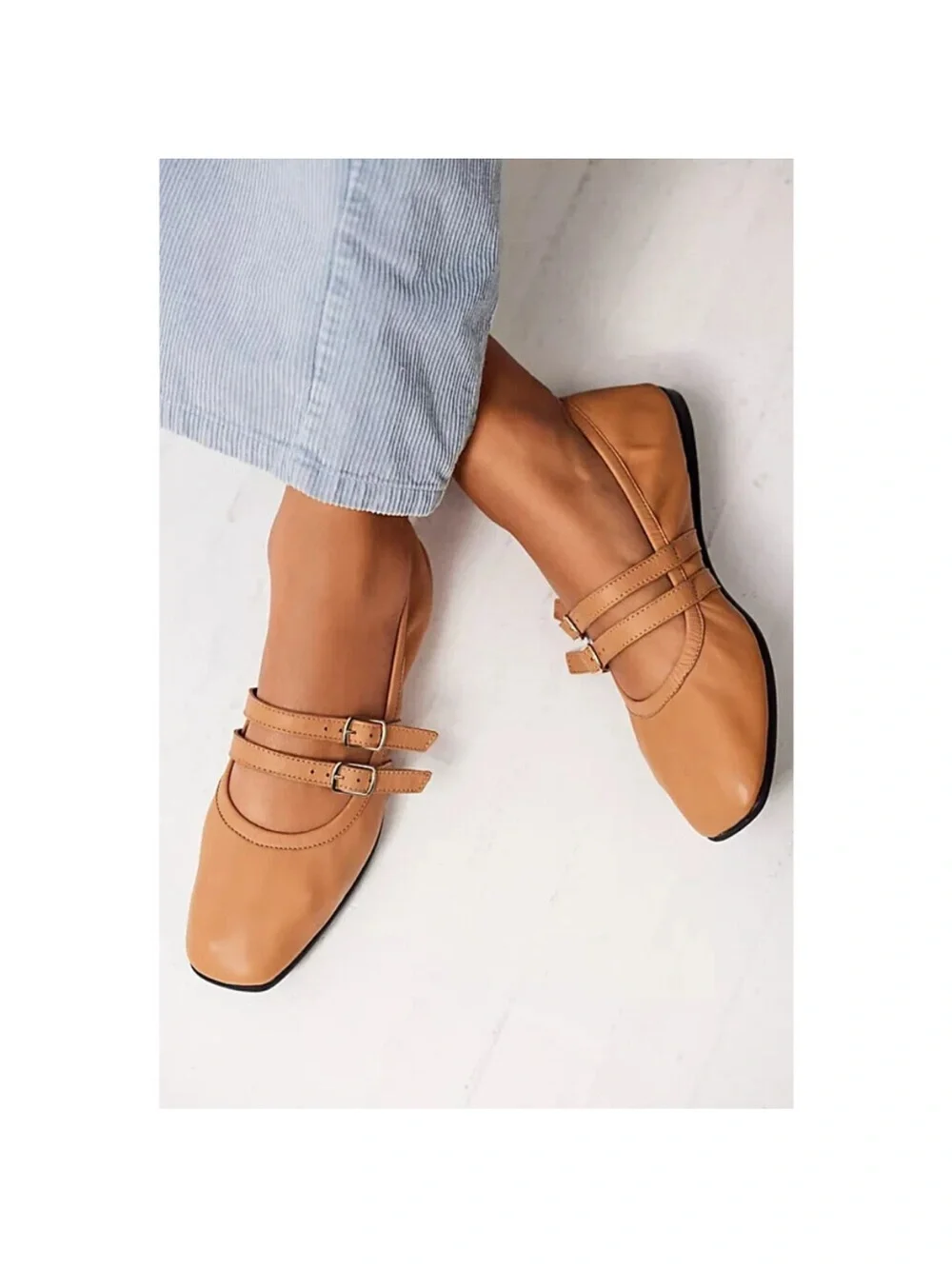 Free People Tan leather ballet flats